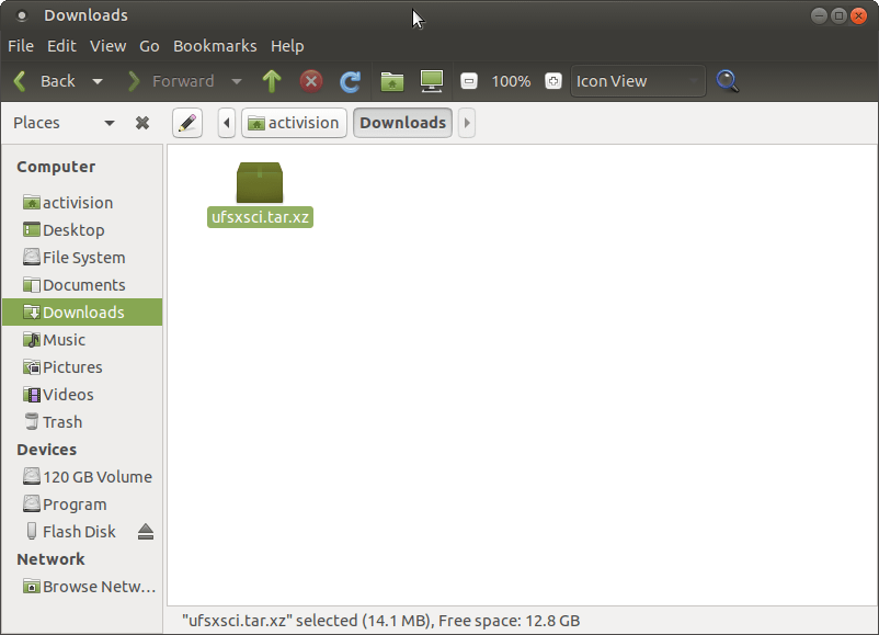 archivo de instalación de programa ufs explorer standard recovery en carpeta de descargas en linux