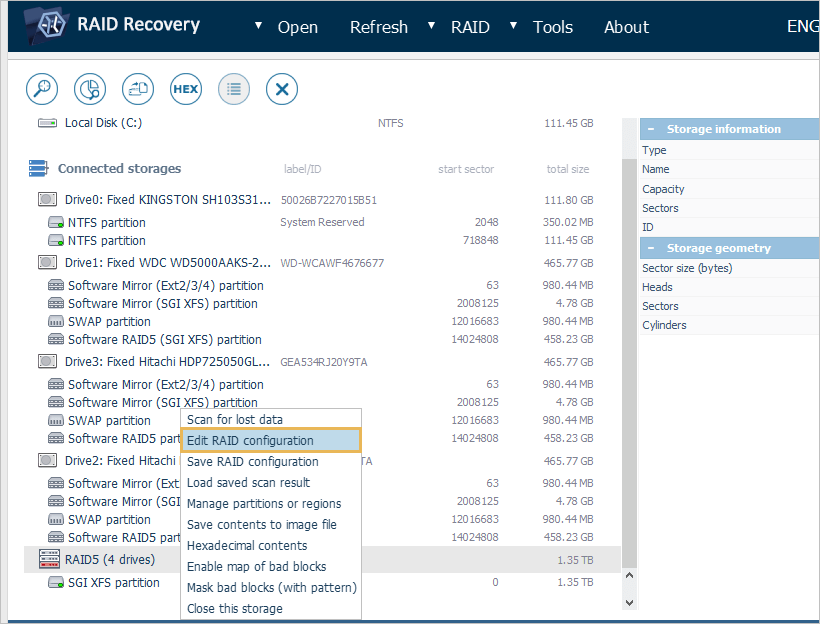 Recovery volume options raid что это