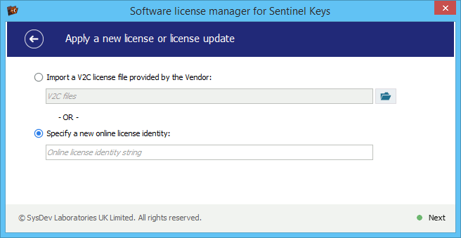 License manager for Sentinel Digital Licenses: import a cloud license identity