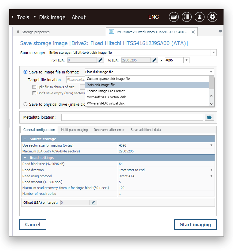 Make a disk image